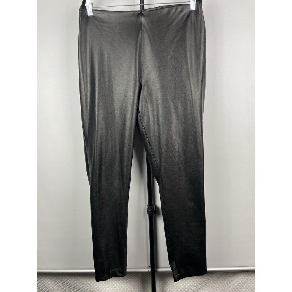 Vince Camuto‎ Black Faux Leather Pull On Elastic Waist Skinny Pants Size L
